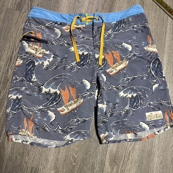 Patagonia Other - Vintage Patagonia Pataloha Sailing‎ Print Board Shorts 9"Size 32 Nylon Swim Surf